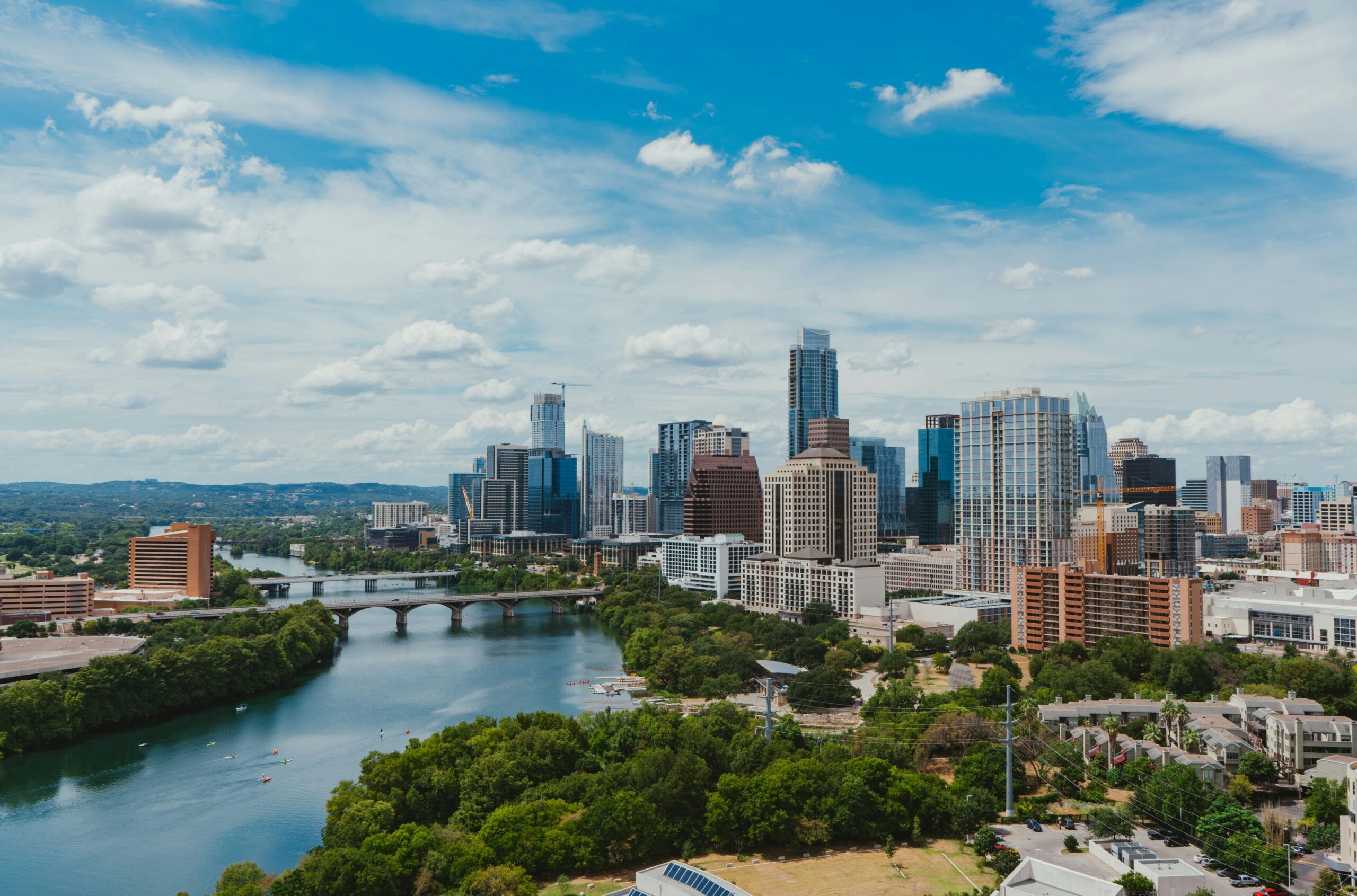 aerial, skyline, austin, texas